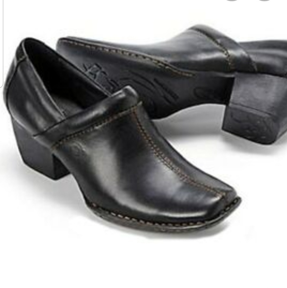 Born Black Leather Slipon Mules